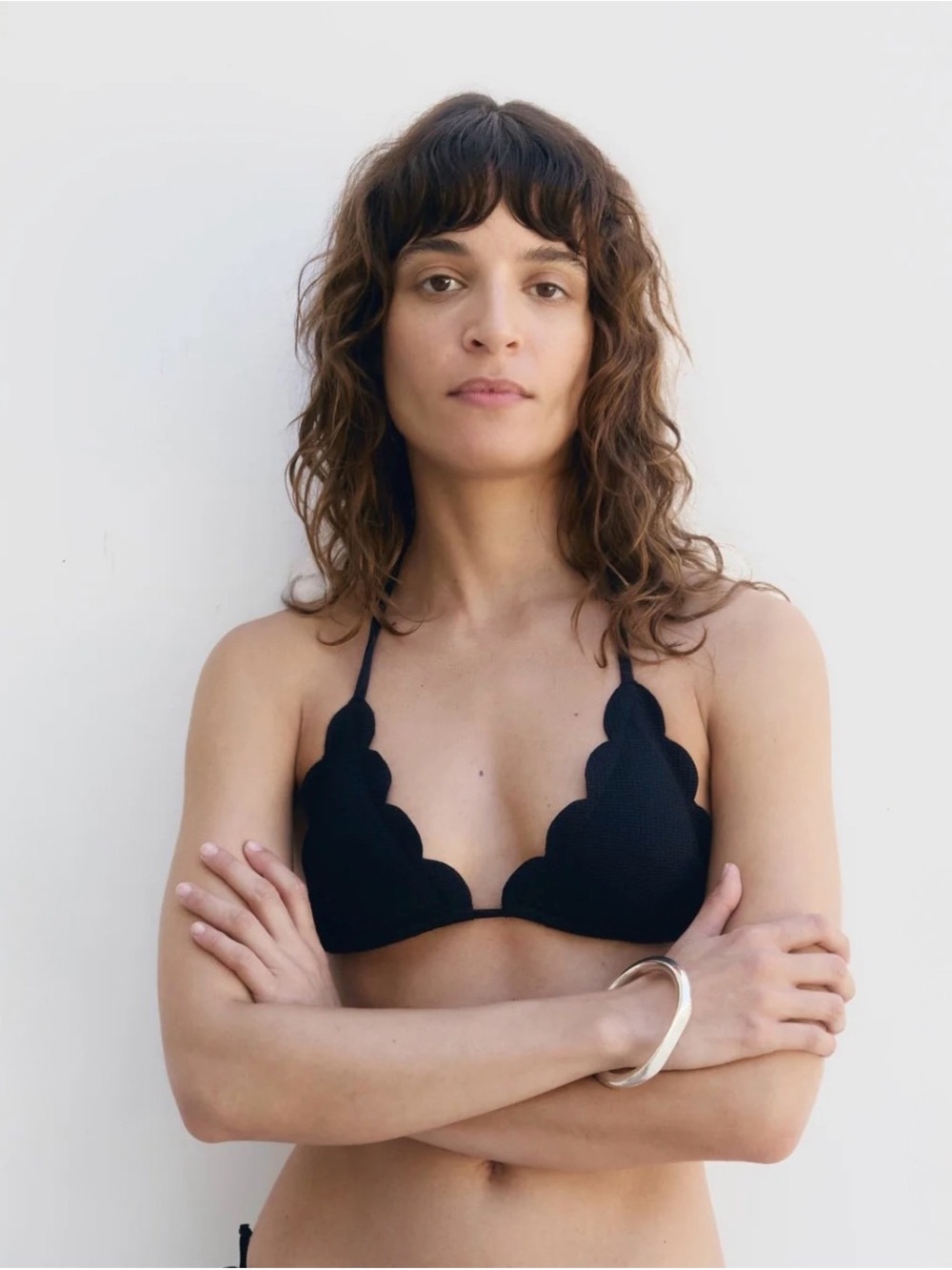 Marysia Broadway Bikini Top black scallop triangle string size